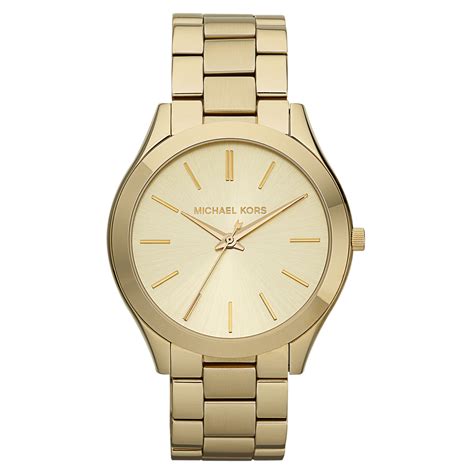 michael kors slim runway gold tone chain link watch|Michael Kors slim runway watch.